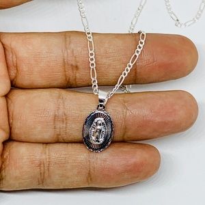 Sterling Silver 925 Pendant Virgin Mary Necklace